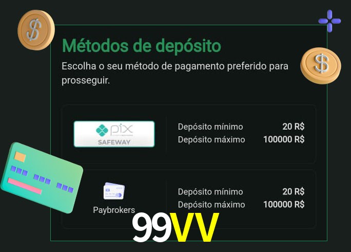 O cassino 99VV oferece uma grande variedade de métodos de pagamento